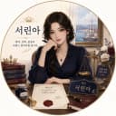 서린아 작가 프로필 - 서린아 작가의 로맨스판타지 웹소설 《계약 결혼의 열세 번째 조항》의 제13조가 펼쳐진 계약서, 두 개의 봉인 반지와 항구 궁정 모티프 일러스트