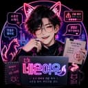 네온여우 작가 프로필 - 네온여우 작가의 현대판타지 웹소설 《하렘 소문은 재난으로 분류됩니다》의 재난 경보창의 비밀 연인 문구, 동의 계약서와 팀7 작전 보드 모티프 일러스트